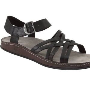 Chaco Fallon Black Leather Crisscross Sandals